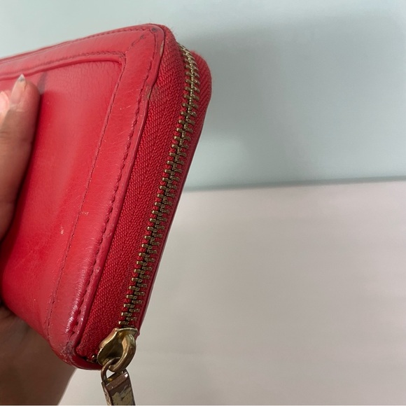 Tory Burch Leather Wallet Red Full Zip Clutch - Picture 10 of 10